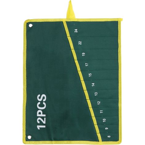 1Pc Sac de Rangement Roulant en Toile pour Clés à Molette, 12 Pochettes Vert (1/3)