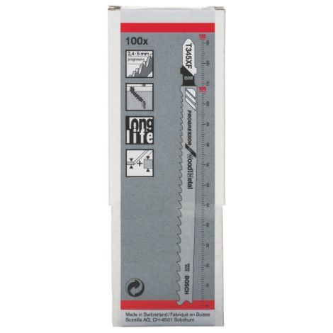 Lama per sega alternata Bosch PRO Multi Material thick and thin T345XF, 132 mm, 100 pezzi