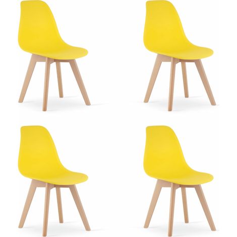 Chaise - Leobert - Kito - Jaune/Pieds Naturels - 46 X 54,5 X 80 Cm - Lot De 4 (1/5)