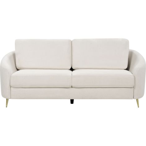 Sofá 3 plazas patas metal retro tapizado de tela beige claro Trosa