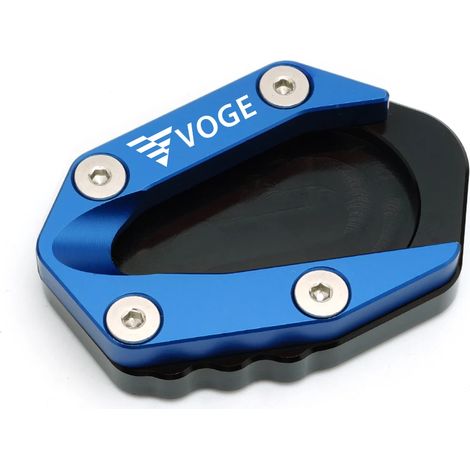 (Bleu) Nouvelle béquille latérale CNC compatible avec les motos Loncin Voge 500R, 650DS, 300R, 300RR et 300AC. Agrandissement de la taille S maxpower. (1/4)