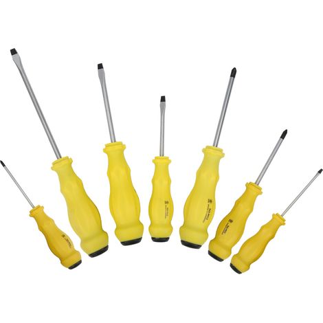 Ensemble de 7 tournevis cruciformes à fente en acier allié avec manche en PP, outils de réparation à main pour fournitures industrielles (1/5)