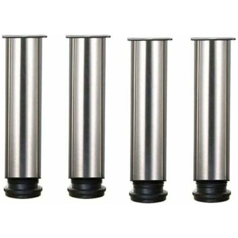 Set di 4 piedini per mobili - acciaio inox - altezza regolabile oltre 25 cm - ideali per divani, tavoli, armadi