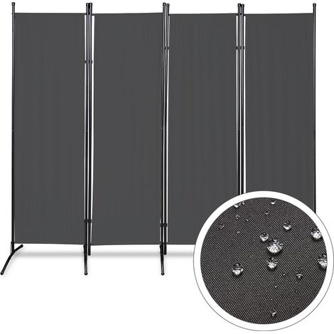 Randaco – Paravent 360° pliable 4 panneaux – Séparation de pièce anthracite – Matériau polyester hydrofuge – Hauteur 170cm, largeur 200cm