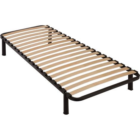 Sommier à lattes démontable + pieds 90x190 - 18 lattes bois - Fabrication française (1/4)