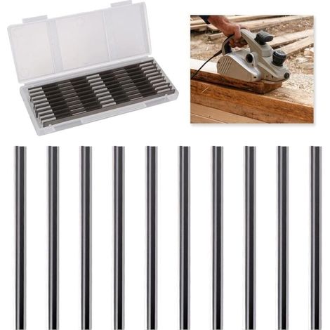 10 Stück elektrische Hobelklingen, 82 mm Hobelklinge, kompatibel mit Makita, Bosch, Hitachi, Black & Decker, DeWalt, Trend Elu, ideal für Tischlerei und Heimwerker (82 x 5,5 x 1,2 mm) (1/4)