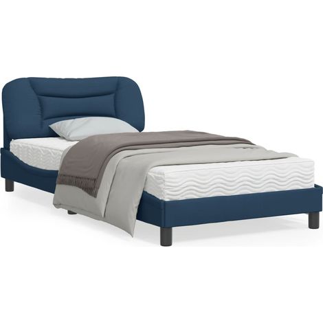 Cadre de lit avec lumières LED bleu 100x200 tissu (1/5)