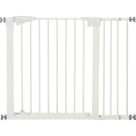 Barrera de seguridad para perros sin taladro 76-103 x 77 x 4.2 cm cierre automático pivotante moderna de acero blanco 210007449 (1/5)