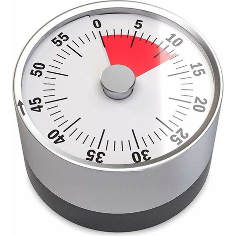 royaluxe -Minuterie mécanique et magnétique de base. Jusqu'à 60 minutes. Compte à rebours jusqu'à l'alarme sonore Acier inoxydable (1/4)