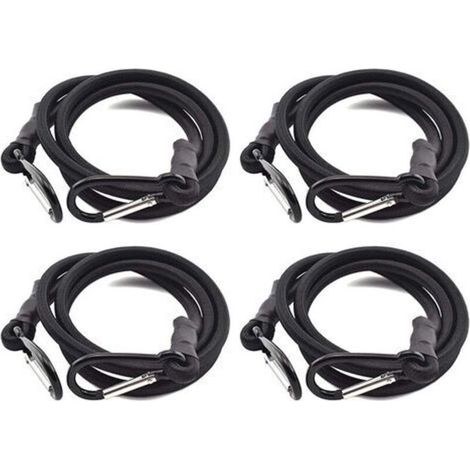Tendeurs,Sandow Elastique,Tendeurs Elastique avec Crochets,4 Pièces Tendeur Elastique Noir,Sandow avec Crochet pour Tendeurs Porte Bagage(1m) (1/5)