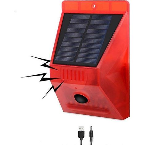 Lampe d'alarme solaire avec télécommande - Détecteur de mouvement infrarouge lampe clignotante d'avertissement antivol pour (1/5)