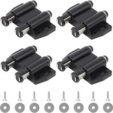 Magnete a pressione per aprire, 4 pezzi, chiusura magnetica a doppia pressione, chiusura magnetica a molla per porta, chiusura magnetica in plastica per armadietti con viti per porta e cassetto (nero)