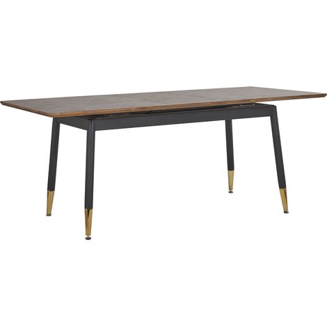Mesa de comedor transparente 160/200 x 90 cm tapa de cristal patas de madera rectangular escandinava moderna California (1/5)