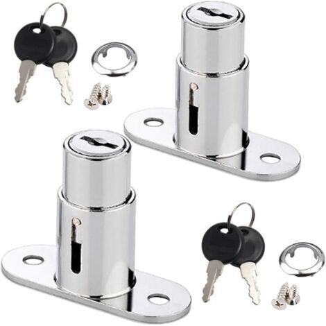 Serrure à Tiroir, Serrure à Piston, Serrure pour Porte Coulissante,Serrure à Poussoir pour Classeurs, Serrures de Porte Coulissante(Argent) (1/5)