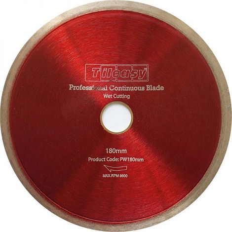 Tileasy 180mm Professional Wet Continuous Blade with 10mm Diamond Cutting Rim - PW180