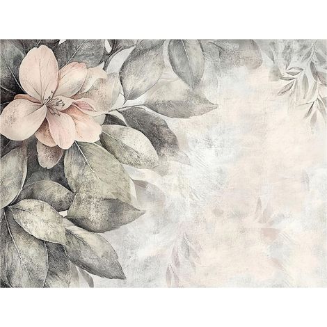 Papier peint avec motif vintage de feuilles et de fleurs, décoration murale UV – 150 x 105 cm Wallarena