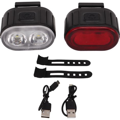 Ensemble d'éclairage vélo USB rechargeable 350 lumens, étanche IPX5, léger et portable pour phare et feu arrière de cyclisme nocturne. (1/5)