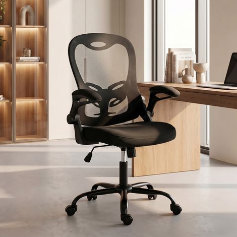 Chaise bureau ergonomique maille accoudoirs relevables, hauteur réglable, fonction bascule noir. Adaptabilité et confort pour un travail productif et sain au quotidien. (1/5)