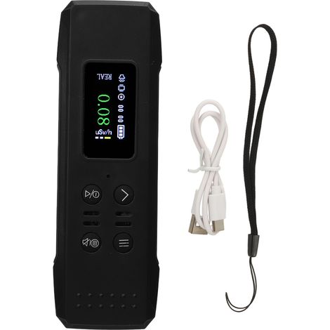 Compteur Geiger noir à écran LCD HD, détecteur de rayonnements nucléaires γ X β, haute sensibilité avec alarme sonore et lumineuse (1/5)
