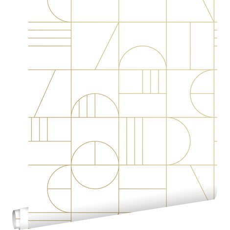 papier peint art déco blanc et or  - ESTAhome (1/5)