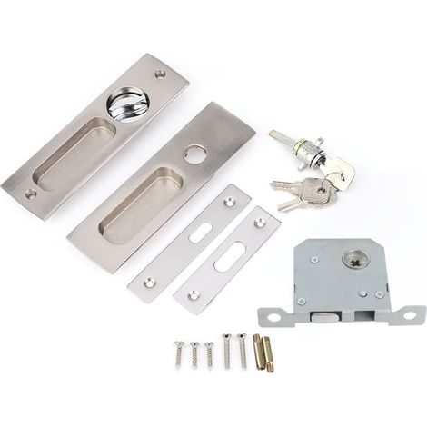 Serrure coulissante encastrée poignée meuble salle de bain balcon porte intérieure zinc alliage 308g épaisseur 3.5-4.5cm kit 14 pièces (1/5)