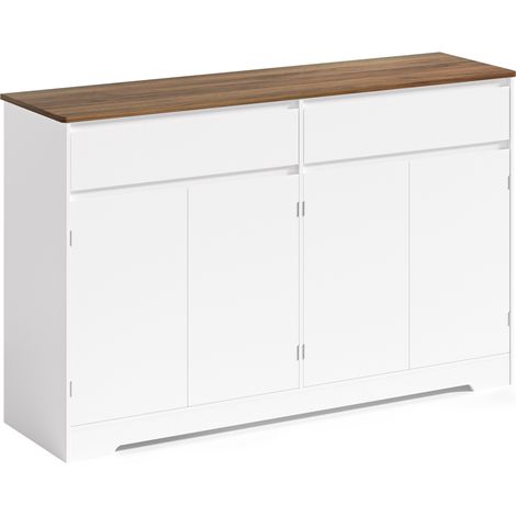 Buffet de Cuisine Bealife Meuble de Rangement en bois avec 2 Tiroirs 2 Étagères Réglables et 4 Portes Vintage 140 x 89 x 40 cm pour Salle à Manger Entrée
