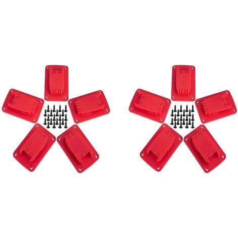 Lot de 10 supports de fixation pour outils Milwaukee M18, compatibles également avec les perceuses Dewalt 20V et 12V, couleur rouge. (1/5)
