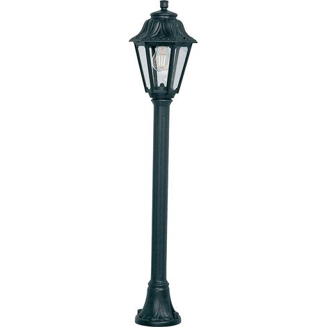 Farol baliza con poste mizar/anna, transparente, e27, negro, ø220 x 1100 mm