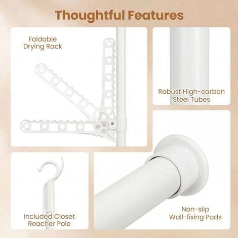 Portant à vêtements blanc télescopique en métal avec hauteur et largeur réglables (1/5)