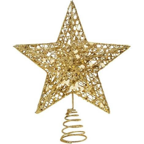 Étoile de Noël 3D creuse dorée, 23 cm, grande étoile métallique pour sapin, décoration de Noël pour la maison (1/5)