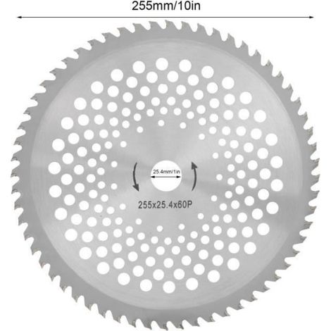 Lame De Scie Circulaire - 255 mm - 60 Dents - Pour Debroussaillage Et Coupe De Vegetation - 1 Unite (1/4)