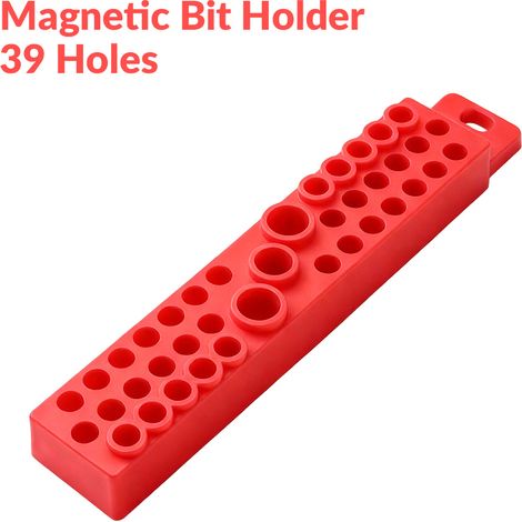 Porte-embouts magnétique rouge pour ranger forets, mèches et fraises. Support de rangement magnétique robuste pour outils.