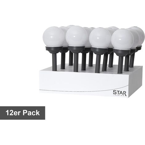 Lampes solaires de chemin Star Trading « Globus », lot de 12 ampoules globe, blanc, capteur crépusculaire, H 27 cm