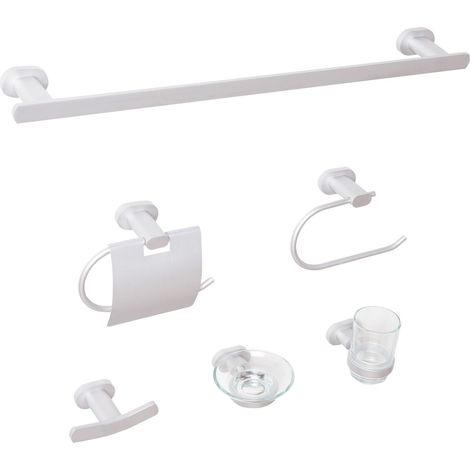 Set di ferramenta 6 accessori in alluminio con bicchiere e portasapone Accessori da bagno argento Tocopilla
