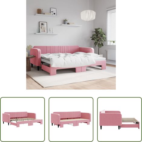Schlafsofa -  Tagesbett Ausziehbar Rosa 90x200 cm Samt (1/5)