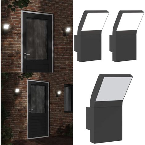 LED-Außenwandleuchten 2 Stk. Schwarz Aluminiumdruckguss - LED-Lampe - Außenleuchte - Wandleuchte - Gartenbeleuchtung - Edelstahl - Home & Living (1/5)