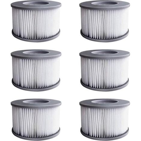 6 filtros Whirlpool para piscinas hinchables MSpa, cartucho de filtro mejorado para una calidad de agua y limpieza óptimas. (1/5)