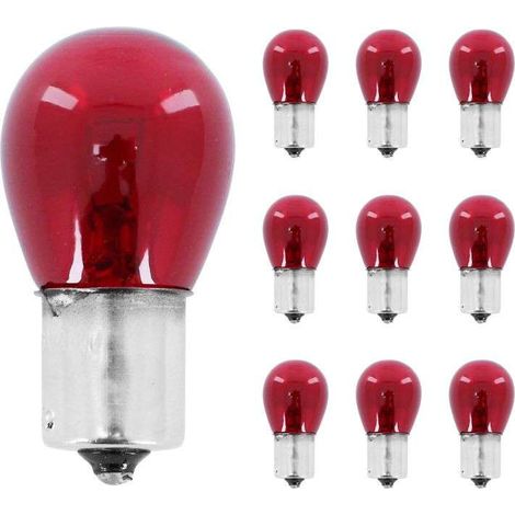 10x Ampoule 12V 21W BA15S rouge éclairage lumière universel bricolage feu DIY (1/2)