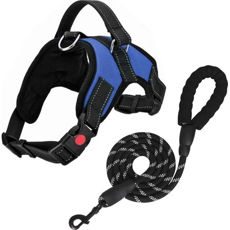 Harnais anti-traction pour chien – Gilet respirant et réglable avec laisse, harnais réfléchissant Oxford facile à contrôler avec poignée robuste pour chiens de petite, moyenne et grande taille (1/5)