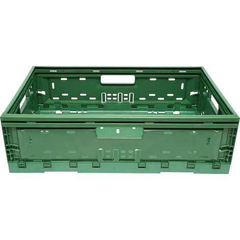 Cassa, scatola di plastica pieghevole 595x385x185mm, verde per riporre oggetti (1/5)