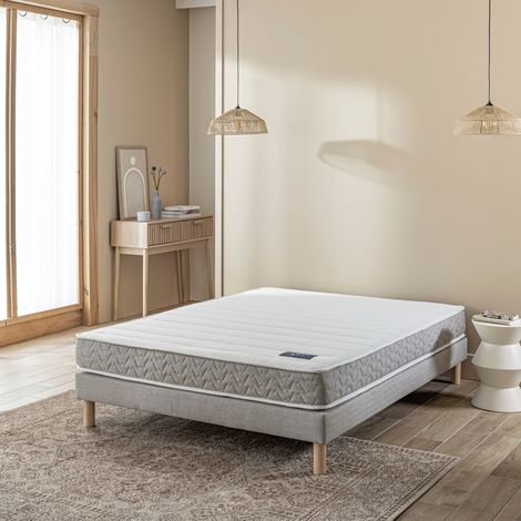 Ensemble sommier et matelas 90x190 cm mousse ferme Terre de Nuit Sérénité 2.0 Gris clair - Sérénité 2.0 (1/3)