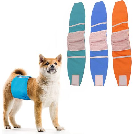 Ahlsen Pañal lavable para perros machos (paquete de 3) - Tiras reutilizables para perros (sólido, M)