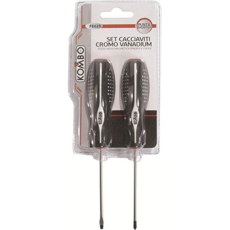 Set 2 Cacciaviti in Cromo Vanadium Croce e Spaccato Manico Antiscivolo