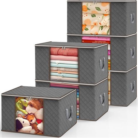 6er-Pack Aufbewahrungstaschen für unter das Bett, 90 L, Jacken-Organizer mit verstärktem Griff, Vlies für Bettdecken und Kleidung (1/5)