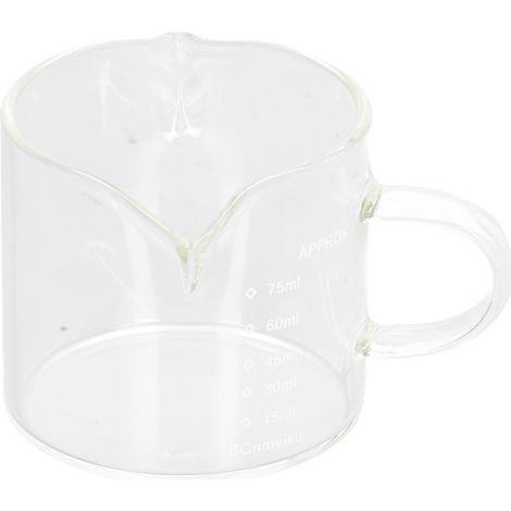 Set aus 2 hitzebeständigen Espressotassen aus Borosilikatglas, 75 ml, mit Ausguss, Henkel und Messmarkierungen, für Milch und Kaffee (1/5)