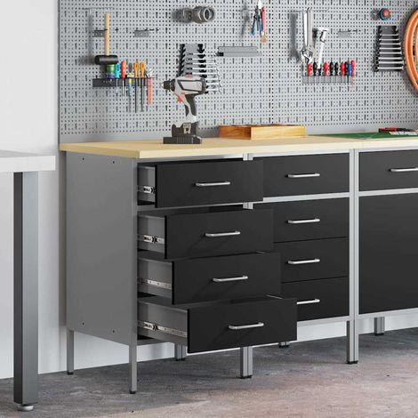 vidaXL Mobile da lavoro 2 pcs Nero e Grigio 100 x 55 x 85 cm