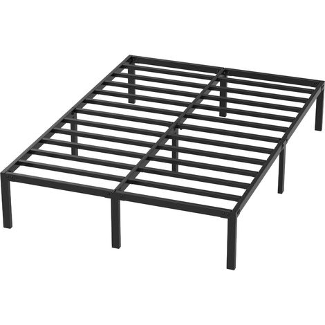Jiubiaz Estructura de cama plegable de metal 140 x 200 cm, negra, con lamas metálicas y espacio debajo de la cama (1/5)