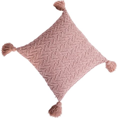 de coussin carrée à pompons garnie de chenille et de