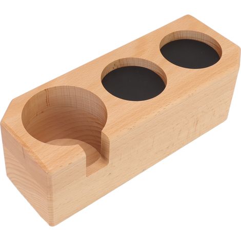 Support de tassage en bois de hêtre avec tapis antidérapant pour accessoires de bar à café S (1/5)