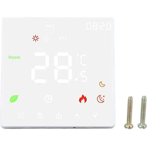 Thermostat intelligent à écran tactile, chauffage au sol programmable pour chaudière à gaz, chauffe-eau avec fonction de température constante 90-240 V (1/4)